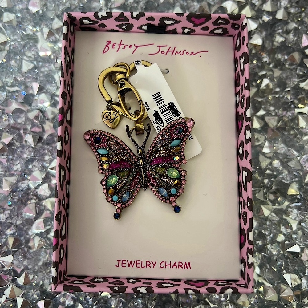 Betsey Johnson Multicolor Butterfly Jewelry Charm bag charm keychain bling